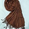 plain linen scarf with tassels caramel brown