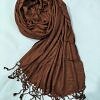 Plain Linen Scarf with Tassels - Caramel Brown Plain Linen Scarf with Tassels - Caramel Brown