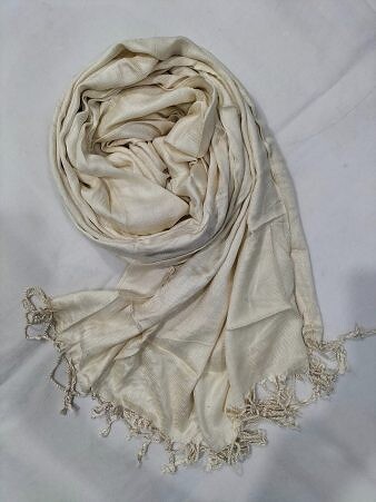 Plain Linen Scarf with Tassels - Cream Plain Linen Scarf with Tassels - Cream