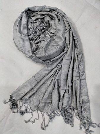 Plain Linen Scarf with Tassels - Grey Plain Linen Scarf with Tassels - Grey