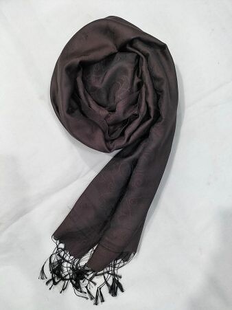 Silk Printed Scarf - Chocolate Brown Silk Printed Scarf - Chocolate Brown