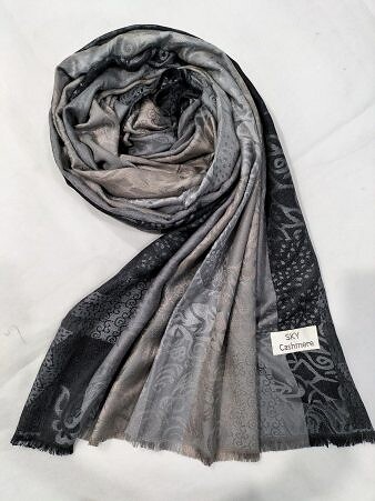 Sky Cashmere Self Printed Scarf - Black and Copper Sky Cashmere Self Printed Scarf - Black and Copper