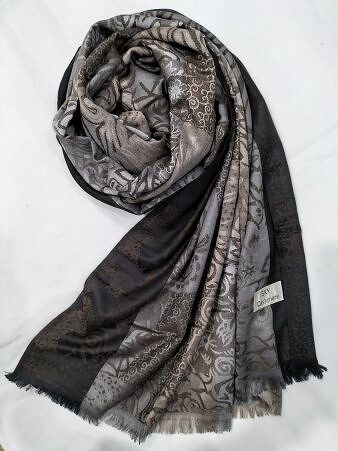 Sky Cashmere Self Printed Scarf - Brown Sky Cashmere Self Printed Scarf - Brown