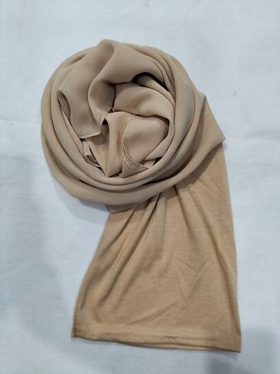 Chiffon Ready to Wear Hijab with Stitched Cap - Light Golden