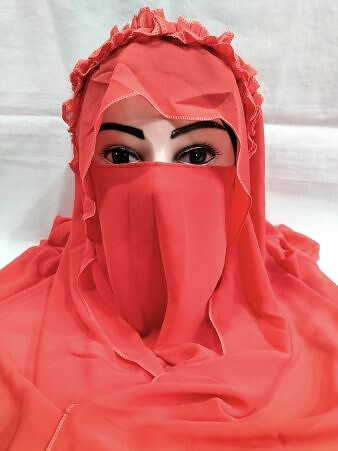Crown Ready to Wear Niqab - Coral Red