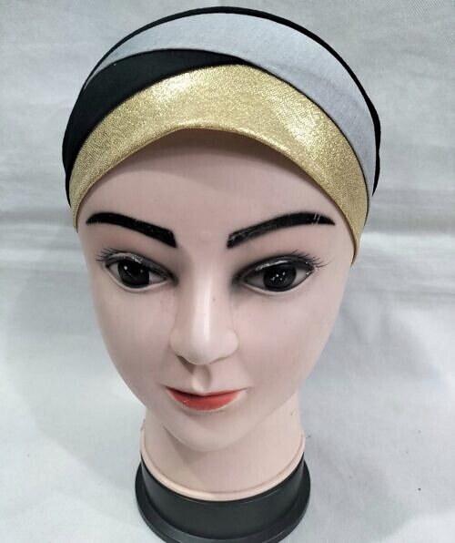 golden fancy tie back bonnet black and grey
