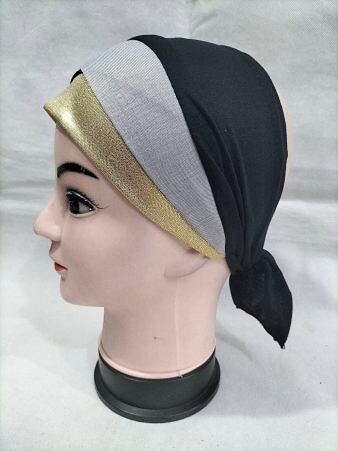 Golden Fancy Tie Back Bonnet - Black and Grey