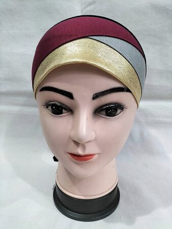 Golden Fancy Tie Back Bonnet - Maroon and Grey