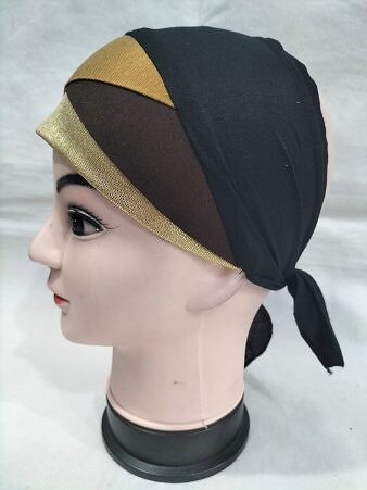 Golden Fancy Tie Back Bonnet - Mustard and Brown