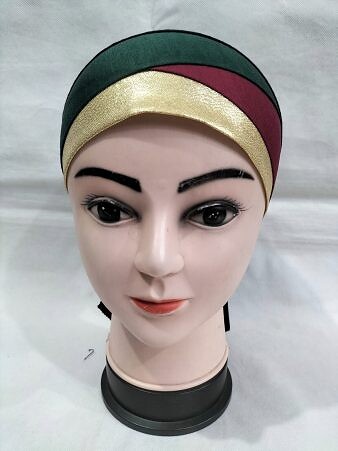 Golden Fancy Tie Back Bonnet - Sea Green and Maroon