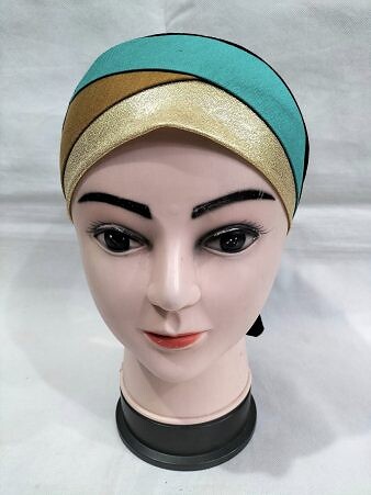 Golden Fancy Tie Back Bonnet - Turquoise and Mustard