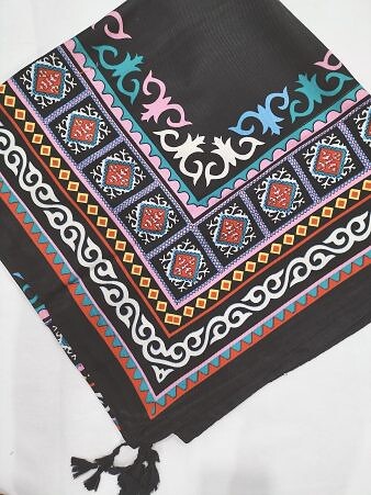 Maxi Viscose Printed Scarf - Black