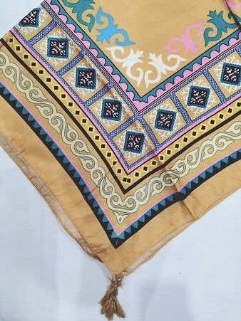 Maxi Viscose Printed Scarf - Golden