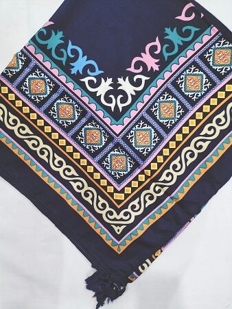 Maxi Viscose Printed Scarf - Navy Blue