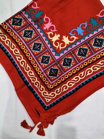 Maxi Viscose Printed Scarf - Red