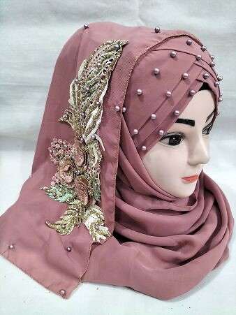 Pearl Floral Ready to Wear with 3D Bridal Bunch - Tea Pink