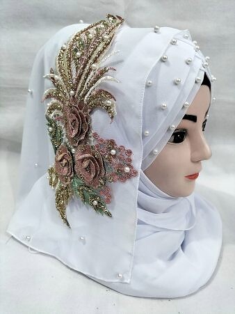 Pearl Floral Ready to Wear with 3D Bridal Bunch - White Pearl Floral Ready to Wear with 3D Bridal Bunch - White