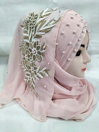 Pearl Floral Ready to Wear with 3D Bunch - Blush Pink