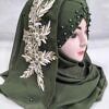 pearl floral ready to wear with 3d bunch dark olive green mehndi