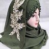 Pearl Floral Ready to Wear with 3D Bunch - Dark Olive Green (Mehndi)
