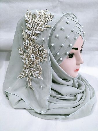 Pearl Floral Ready to Wear with 3D Bunch - Mint Green