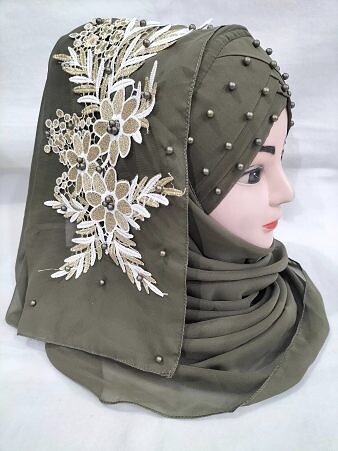 Pearl Floral Ready to Wear with 3D Bunch - Sage Green Pearl Floral Ready to Wear with 3D Bunch - Sage Green