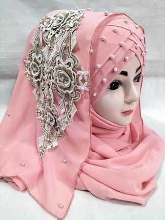 Pearl Floral Ready to Wear with 3D Fancy Bunch - Rose Pink Pearl Floral Ready to Wear with 3D Fancy Bunch - Rose Pink