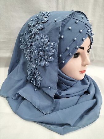 Pearl Ready to Wear with Matching 3D Bunch - Steel Grey Pearl Ready to Wear with Matching 3D Bunch - Steel Grey