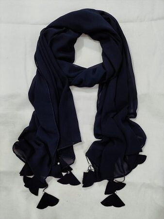 Plain Chiffon Tassels - Dark Navy Blue