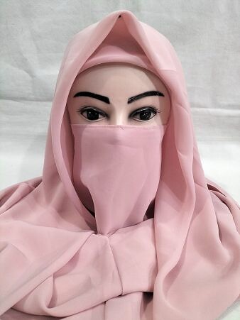 Plain Niqab Ready to Wear - Blush Pink