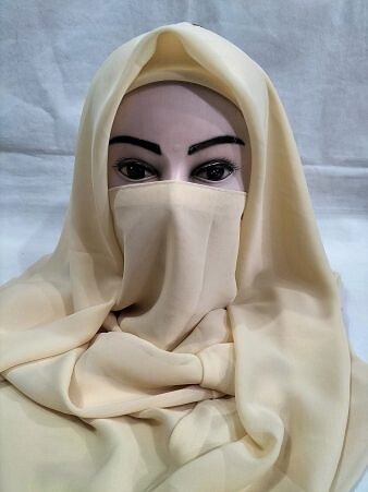 Plain Niqab Ready to Wear - Light Golden
