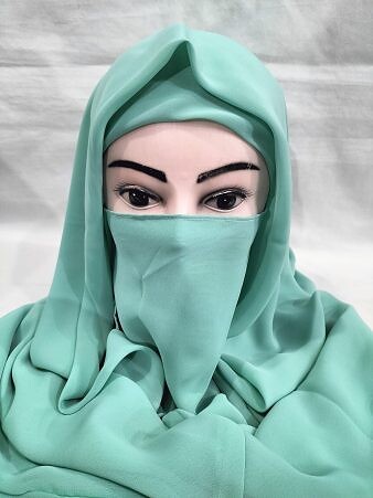 Plain Niqab Ready to Wear - Cyan Plain Niqab Ready to Wear - Cyan