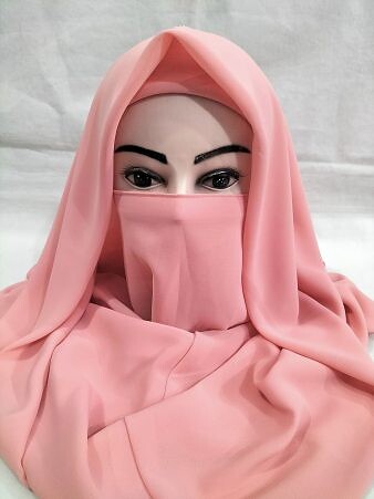 Plain Niqab Ready to Wear - Rose Pink