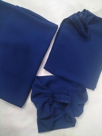 Plain Three Piece Matching Hijab Set - Dark Blue