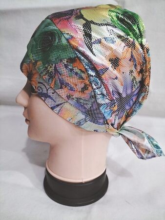 Printed Criss Cross Tie Back Bonnet - Print 11 Printed Criss Cross Tie Back Bonnet - Print 11