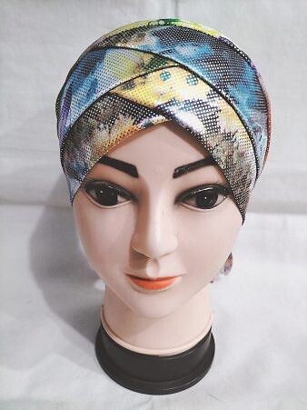 Printed Criss Cross Tie Back Bonnet - Print 7