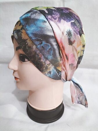 Printed Criss Cross Tie Back Bonnet - Print 7