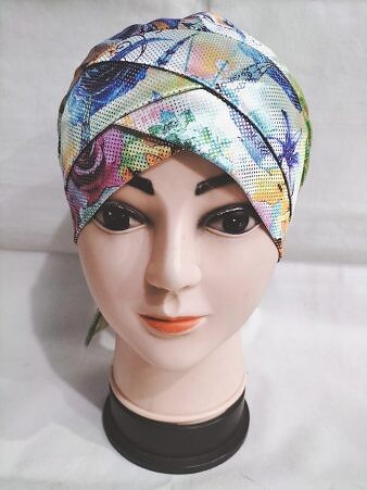 Printed Criss Cross Tie Back Bonnet - Print 9
