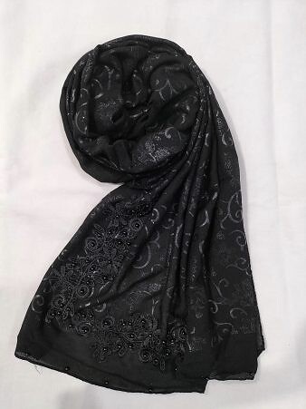 Self Printed Bunch Scarf - Black