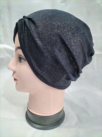 Side Parting Shimmery Cap - Black Side Parting Shimmery Cap - Black