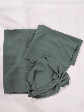 Plain Three Piece Matching Hijab Set - Fern Green