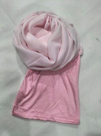 Chiffon Ready to Wear Hijab with Stitched Cap - Light Pink