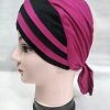 Criss Cross Multi Color Tie Back Bonnet – Black and Magenta