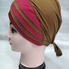 Criss Cross Multi Color Tie Back Bonnet – Camel and Deep Pink Criss Cross Multi Color Tie Back Bonnet – Camel and Deep Pink