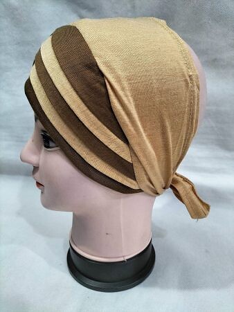 Criss Cross Multi Color Tie Back Bonnet – Fawn and Coffee Criss Cross Multi Color Tie Back Bonnet – Fawn and Coffee