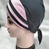 Criss Cross Multi Color Tie Back Bonnet – Grey and Pink