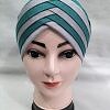 Criss Cross Multi Color Tie Back Bonnet – Grey and Turquoise Criss Cross Multi Color Tie Back Bonnet – Grey and Turquoise