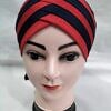 Criss Cross Multi Color Tie Back Bonnet – Red and Navy Blue