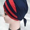 Criss Cross Multi Color Tie Back Bonnet – Red and Navy Blue