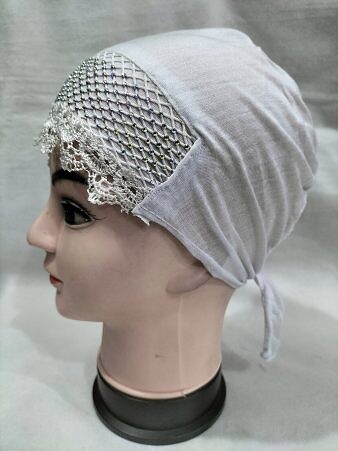 Fancy White Lace Tie Back Bonnet Fancy White Lace Tie Back Bonnet